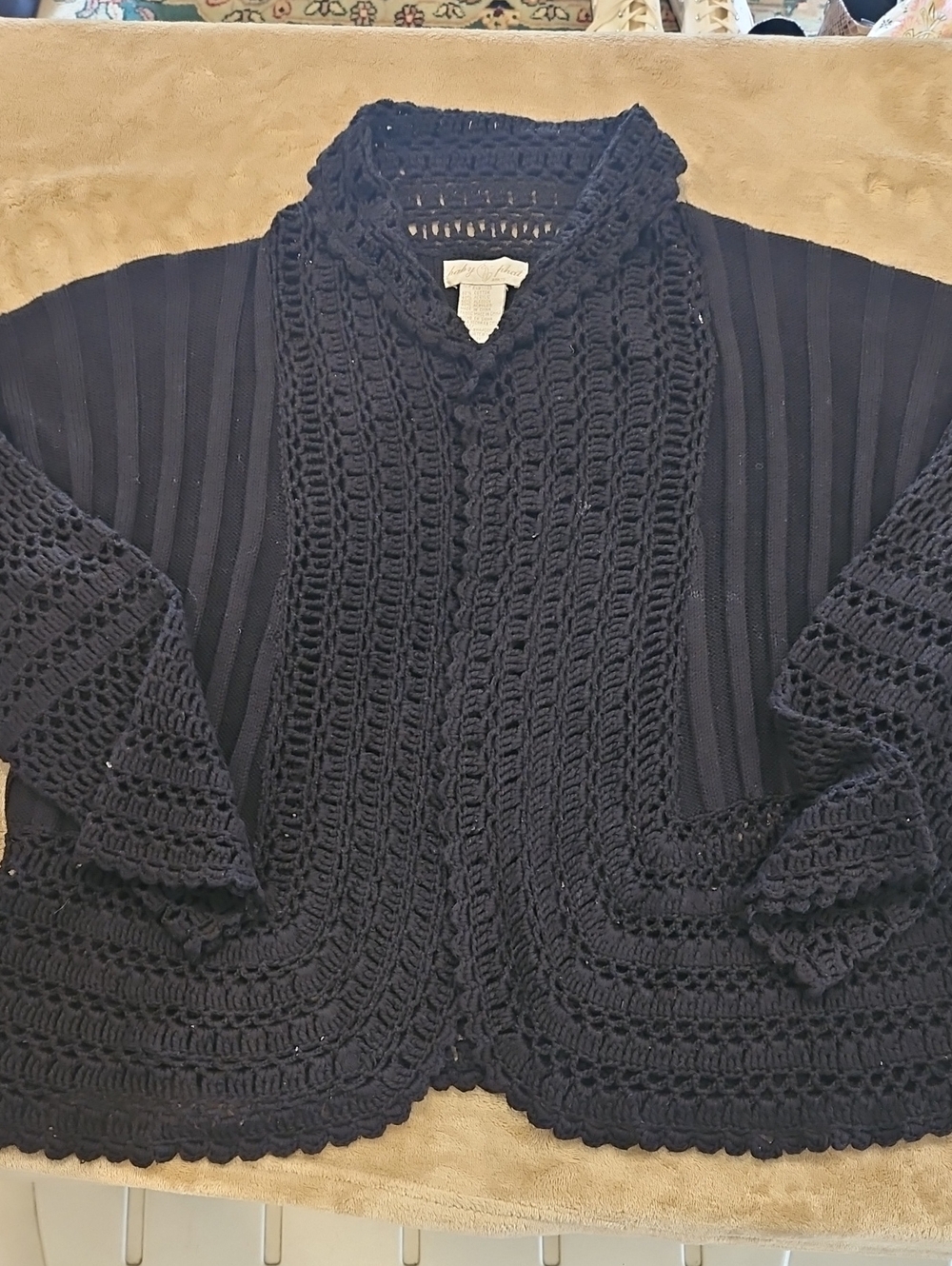 Baby Phat Black Crochet Knit Women's Cardigan